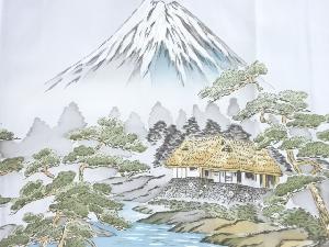 アンティーク　富士に家屋風景模様単衣男物長襦袢